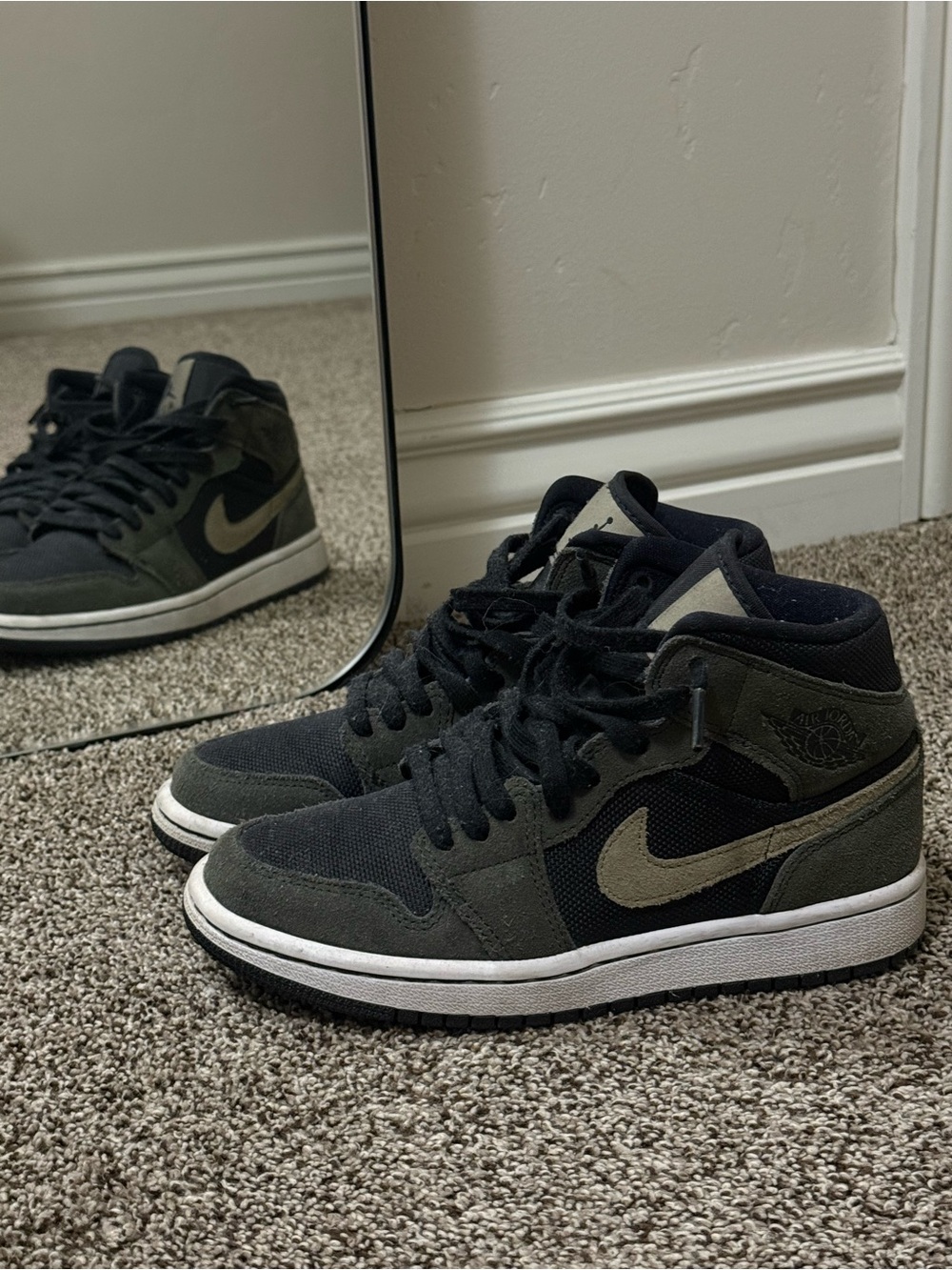 Nike Mid-Top Sneakers in Black and Olive Green